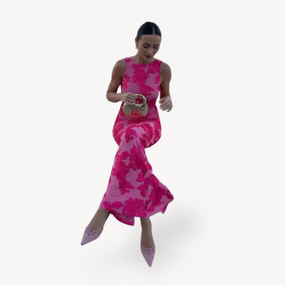 Ladies Elegant Flower Long Evening Dress