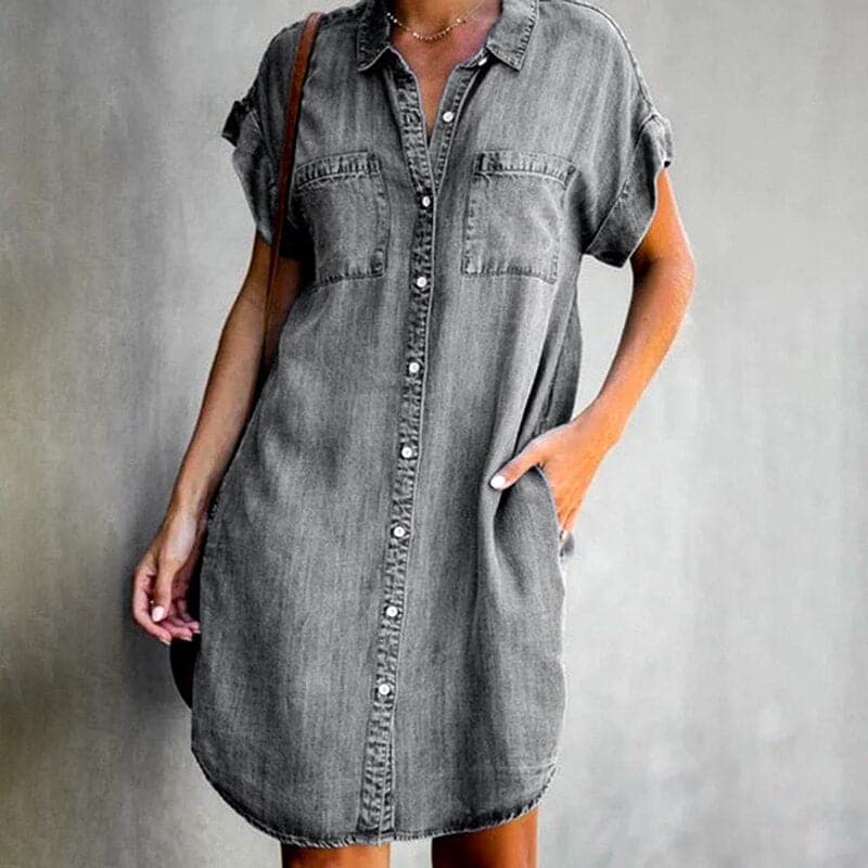 Relaxed Fit Denim Button Dress