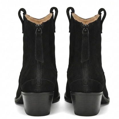 Low Heel Suede Cowboy Boots for Women Brown