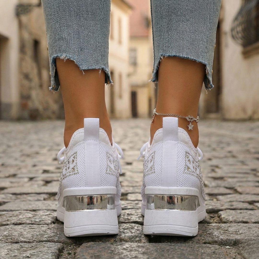 Ladies Cushion Sneakers Casual Lace Up Walking Shoes