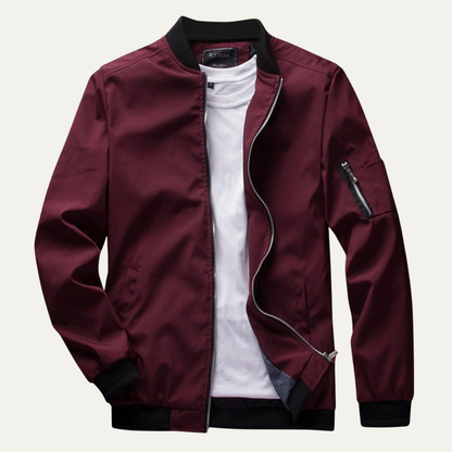 Men's Relaxed Fit Bomber Jacket with Zip Pockets