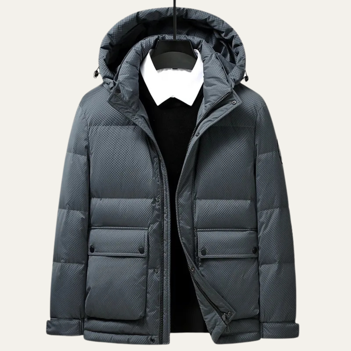 Warm Waterproof Mens Down Filled Hooded Parka Jacket