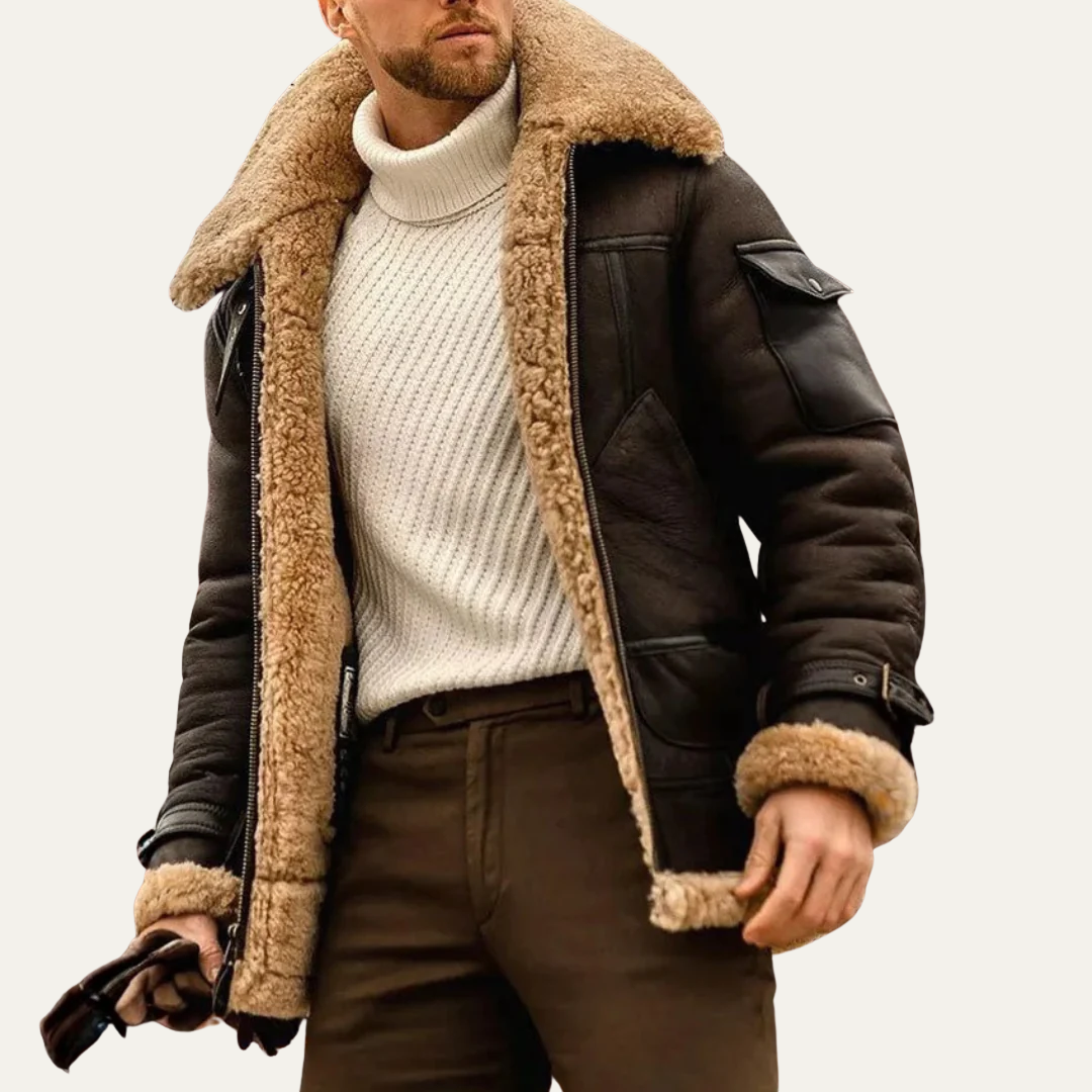 Men's Warm Leather Pilot Jacket