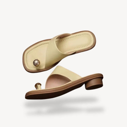 Comfortable Wide Toe Leather Sandals for Women