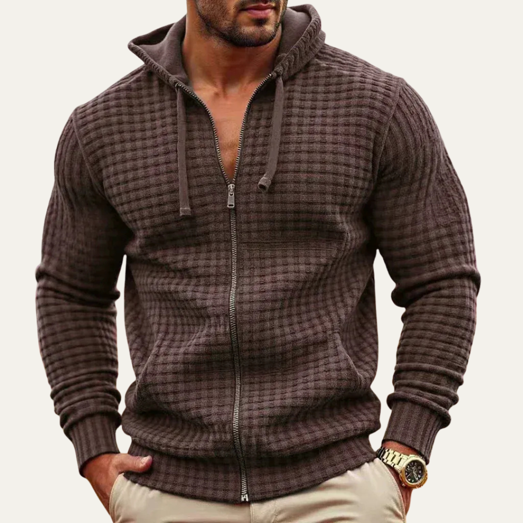 Men's Patterned Zip Up Hooded Sweatshirt