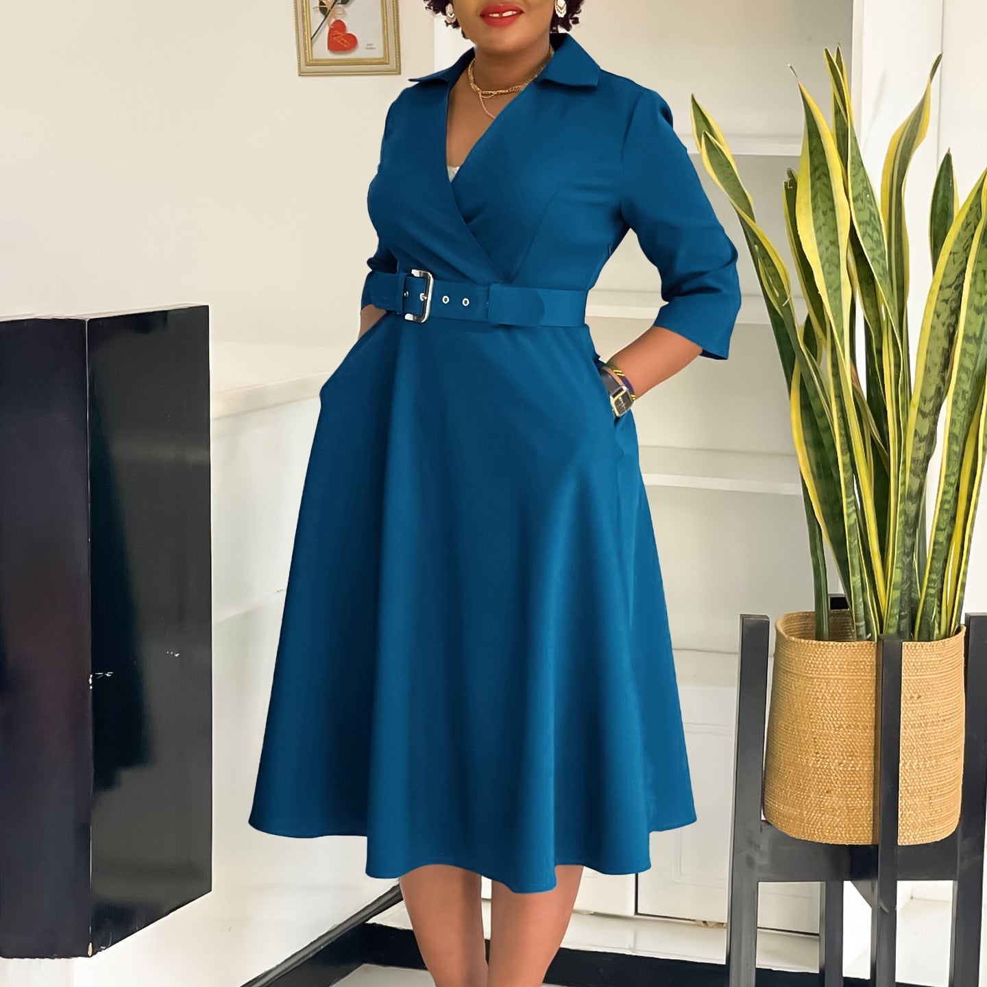 Slim Fit 3/4 Sleeve Ladies Evening Dress