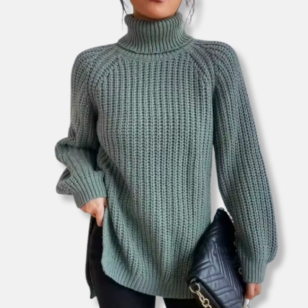 Comfy Oversized Turtleneck Wool Sweater - OutfitLondon