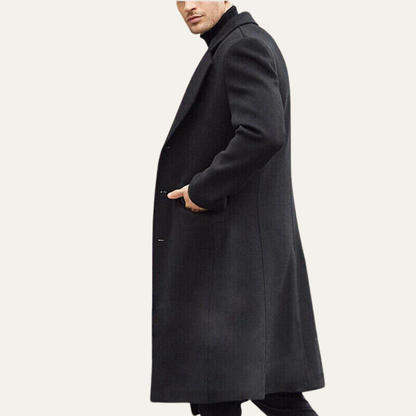 Classic Fit Long Black Formal Coat