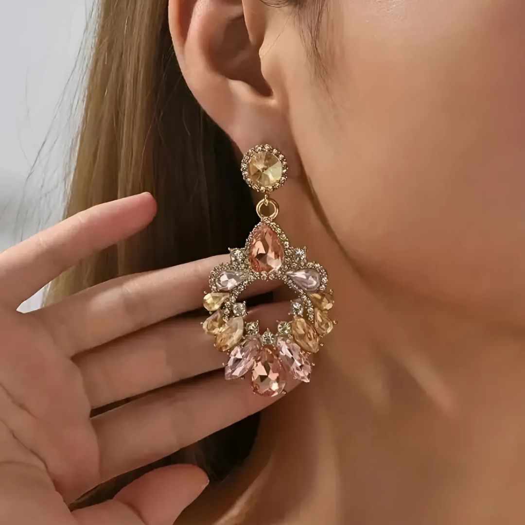 Sparkling Gemstone Dangle Earrings - OutfitLondon