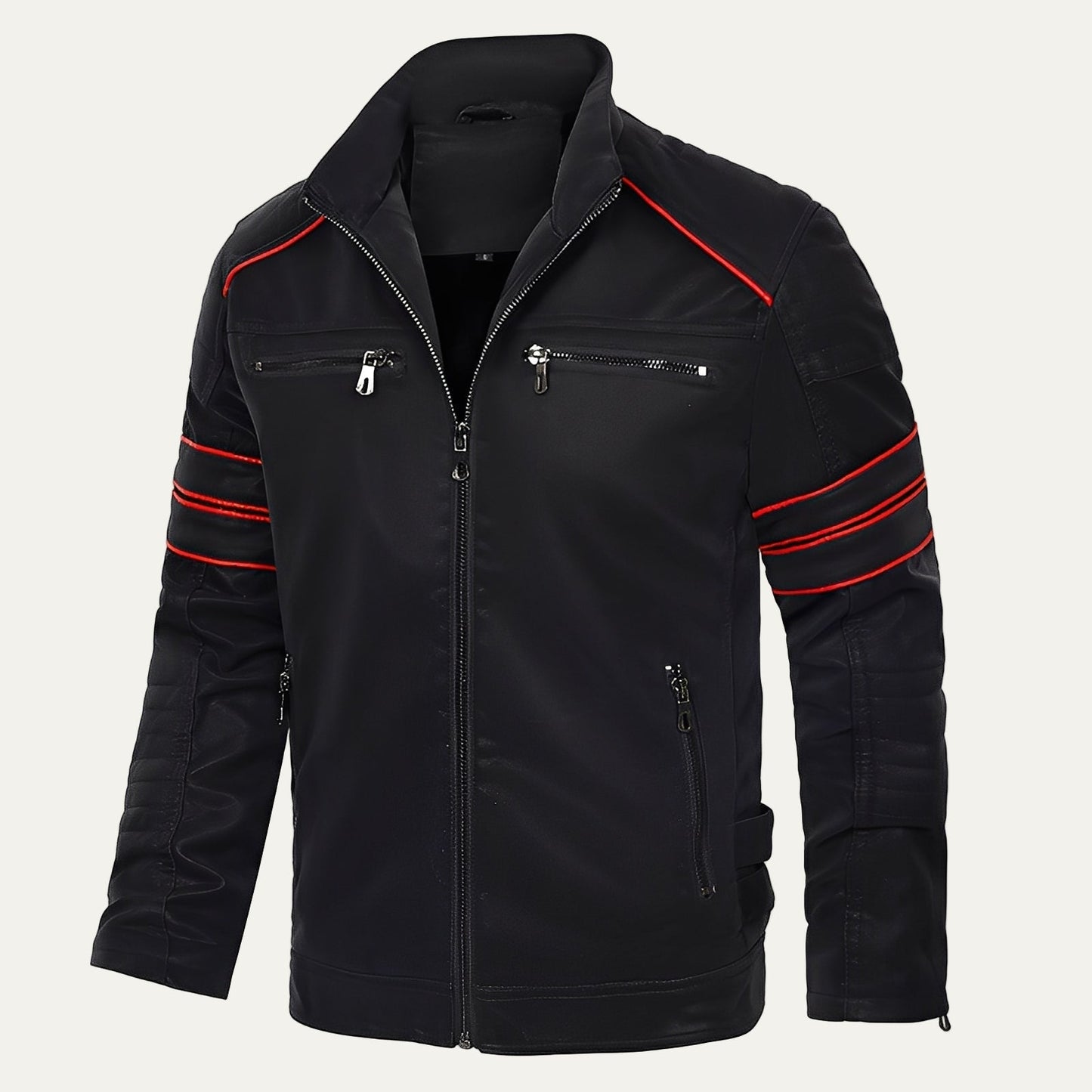 Men's Classic Stripe Biker Jacket