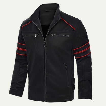 Men's Classic Stripe Biker Jacket