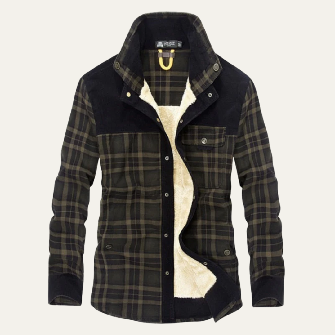 Warm Plaid Fleece Lined Shirt Jacket