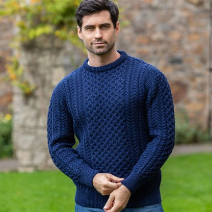 Classic Cable Knit Crew Neck Sweater for Men