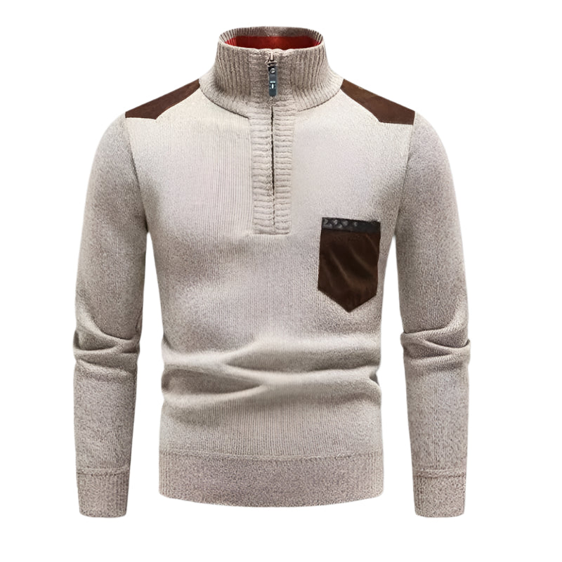 Colourful Patchwork Mens Half Zip Sweater
