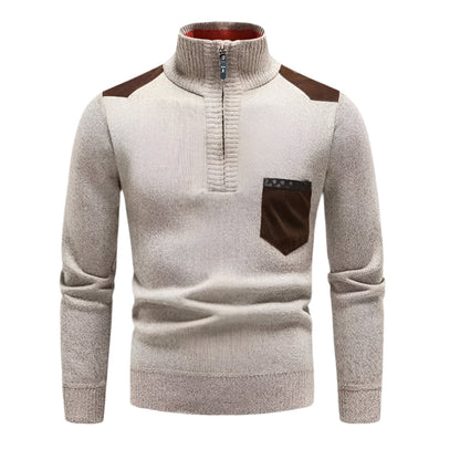 Colourful Patchwork Mens Half Zip Sweater