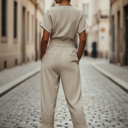 Ladies' Casual Short Sleeve Loose Fit Jumpsuit Romper