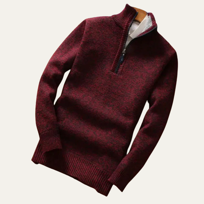 Men's Classic Crew Neck Quarter Zip Jumper