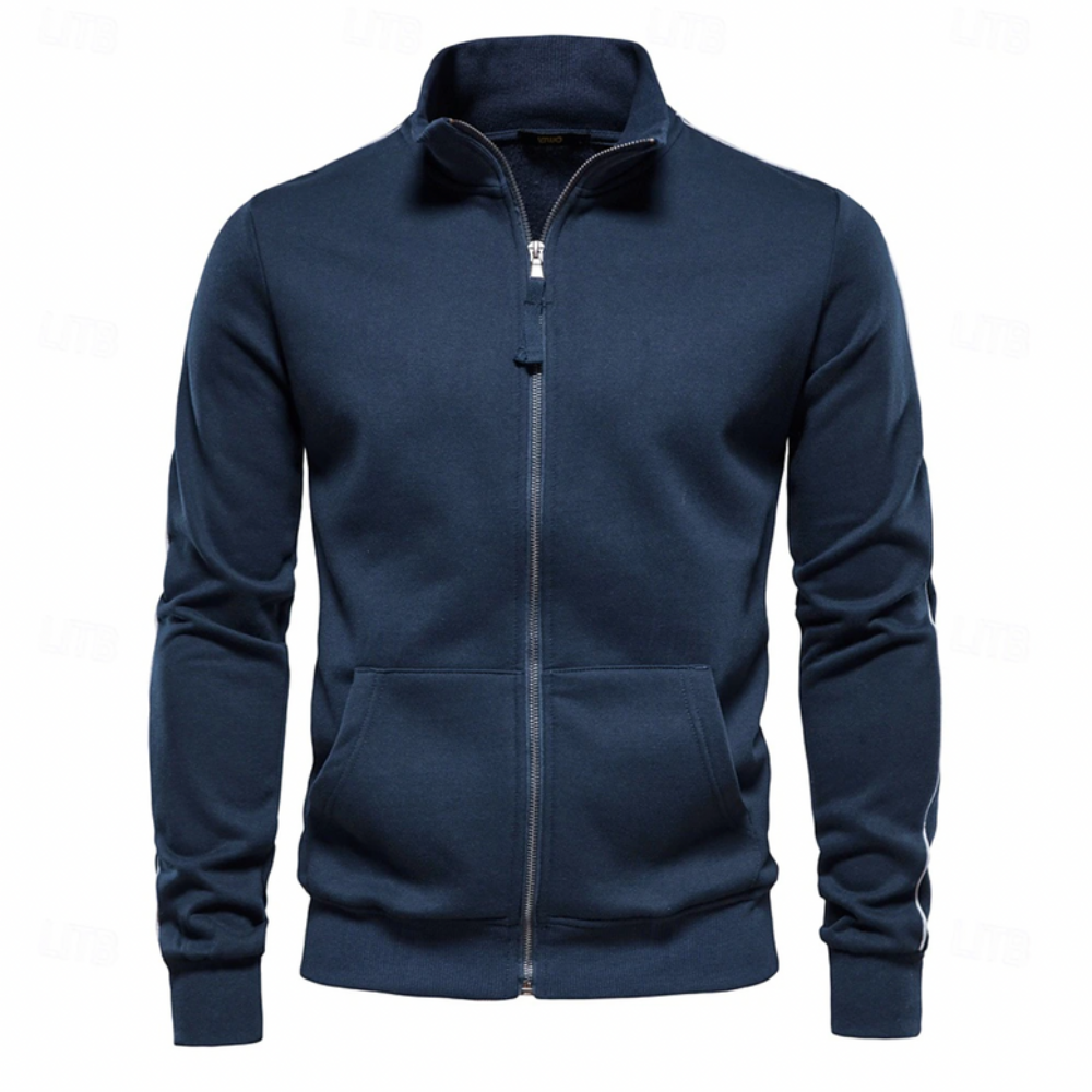 Men's Sporty Striped Athletic Jacket - OutfitLondon