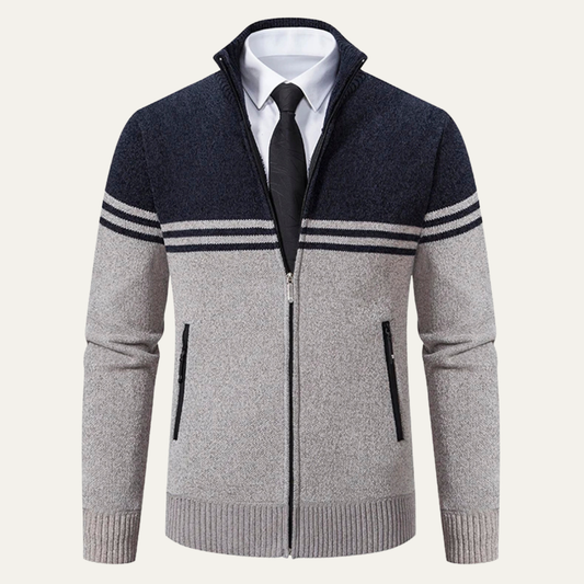 Warm Men's Cable Knit Fleece Lined Cardigan Sweater - OutfitLondon