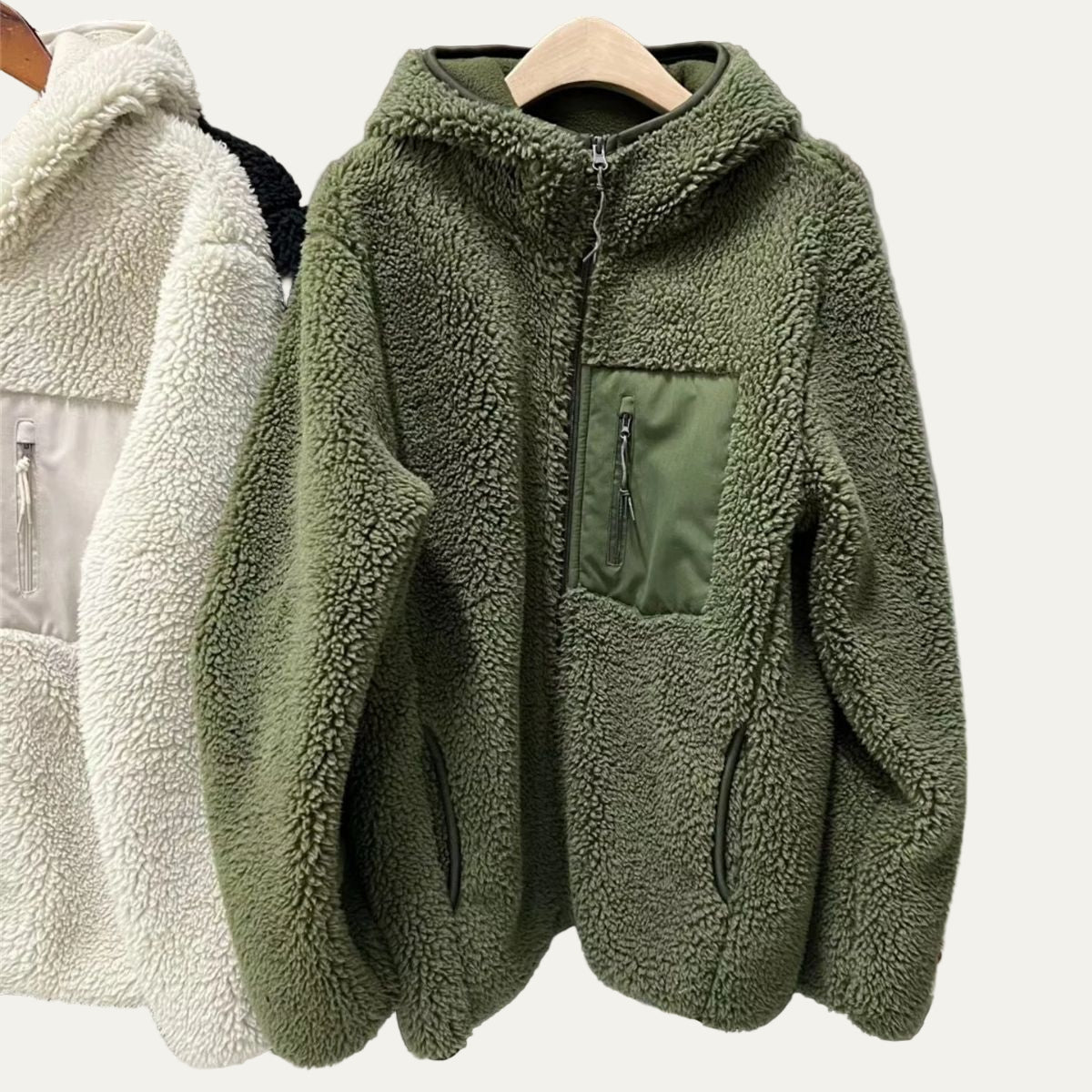 Warm Men's Fleece Hoodie Zip Up Jacket