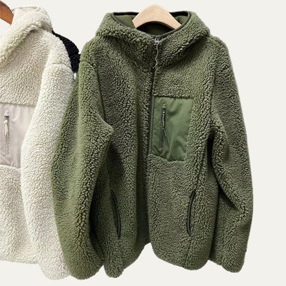 Warm Men's Fleece Hoodie Zip Up Jacket