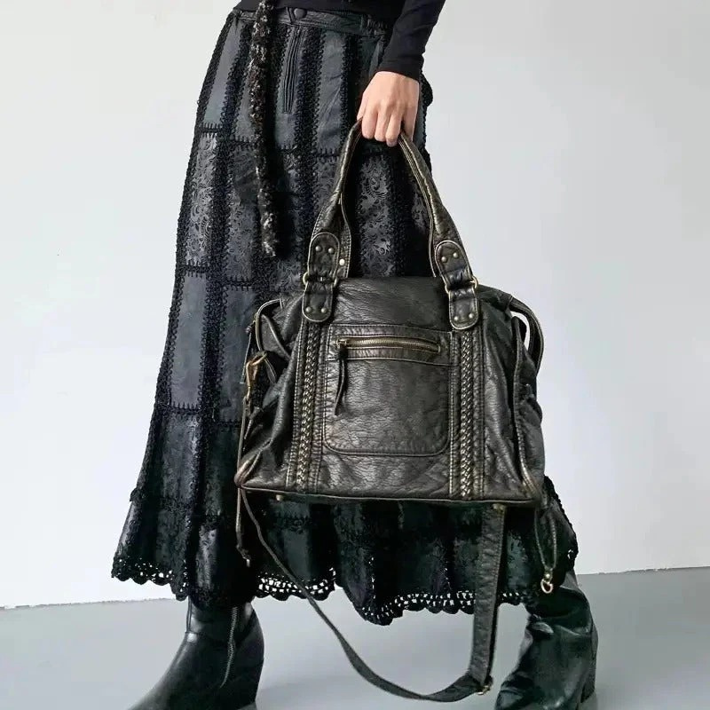 Luxury Big Tote Bag | Soft Black Leather