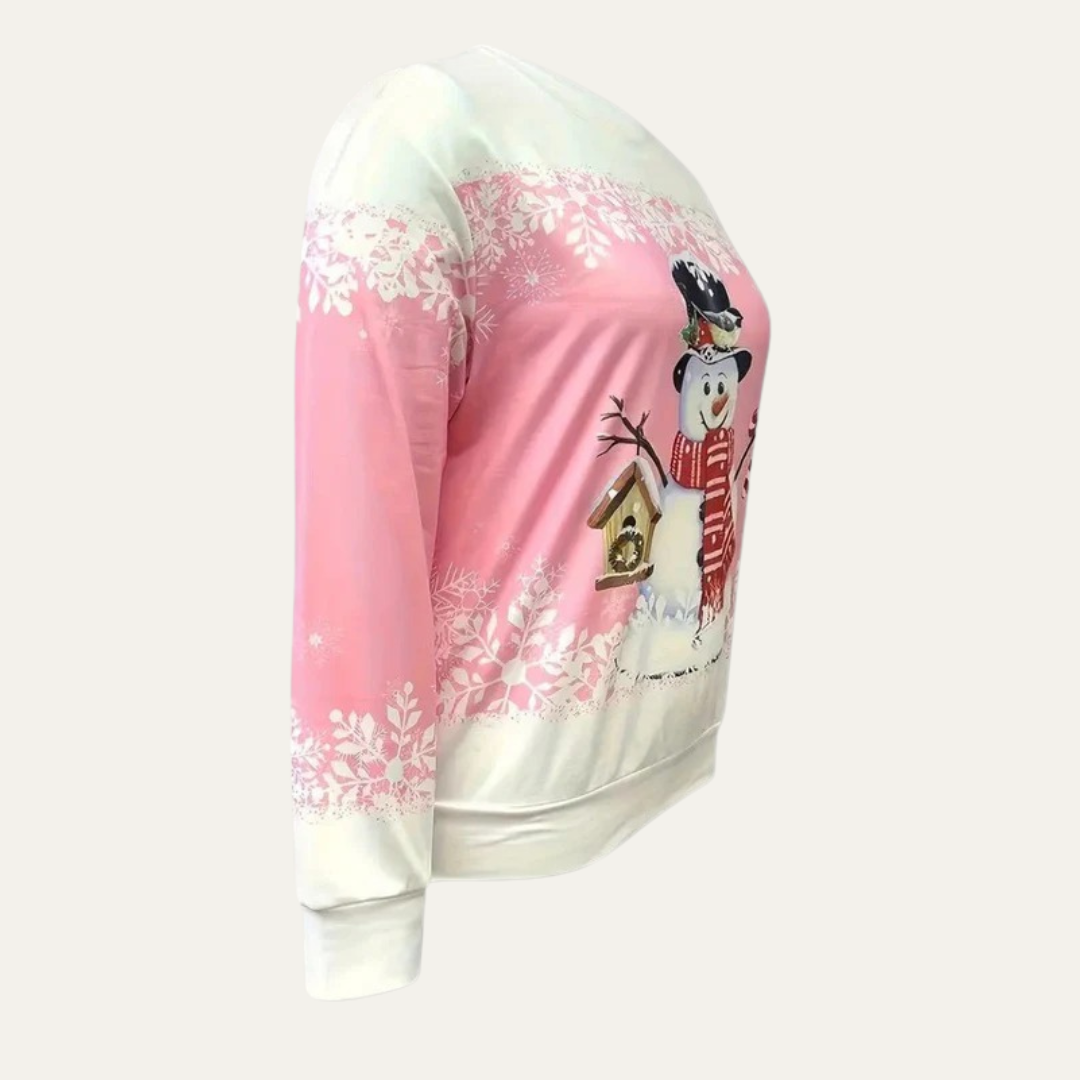 Fun Holiday Snowman Crew Neck Sweater