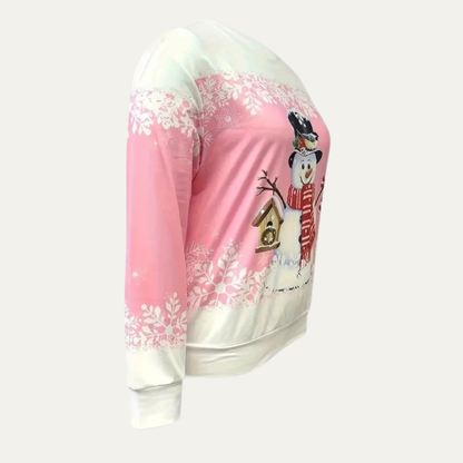 Fun Holiday Snowman Crew Neck Sweater