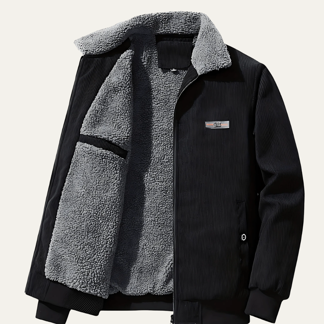 Warm Shearling Lined Men's Zip Up Jacket