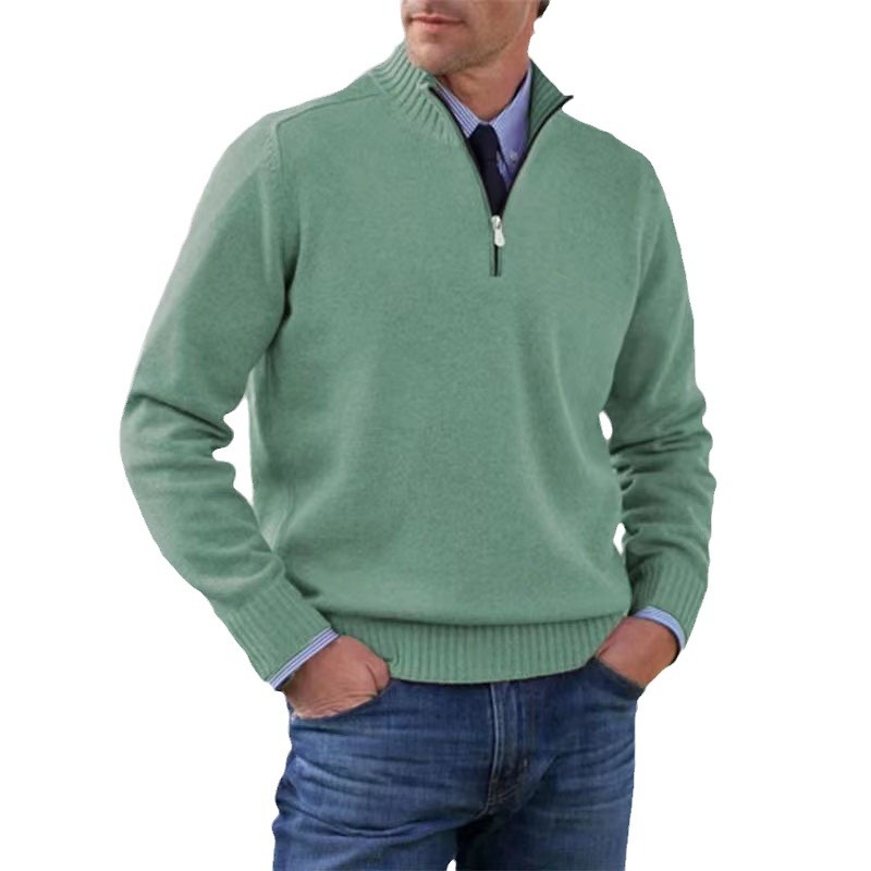 Men's Zip Up Crew Neck Sweater