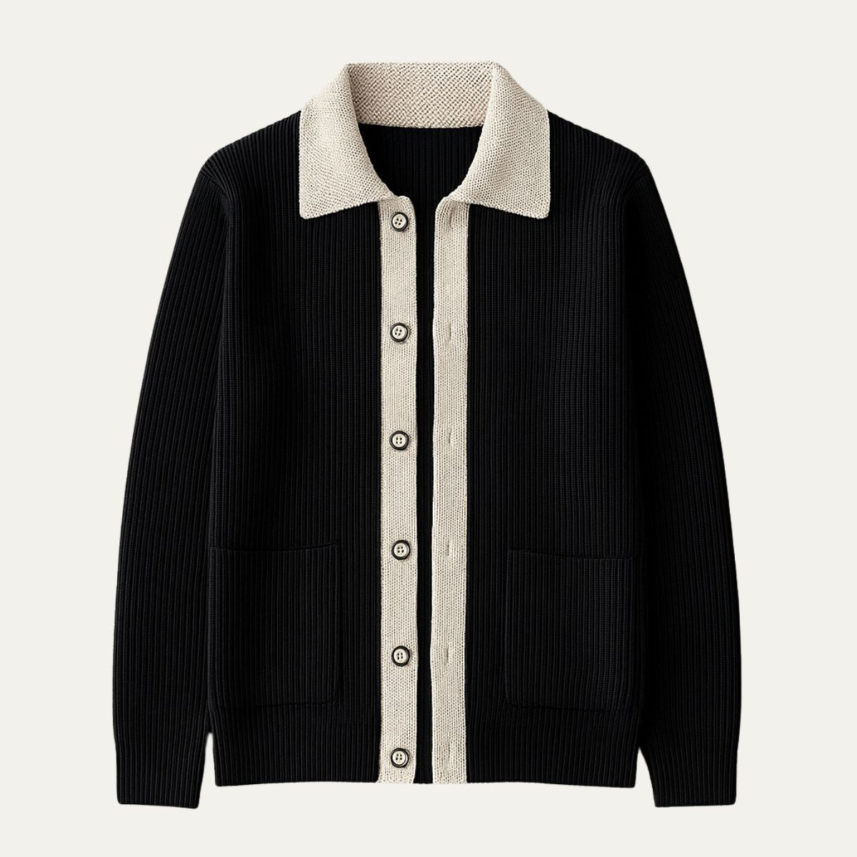 Classic Mens Cardigan Sweater with Pockets - OutfitLondon