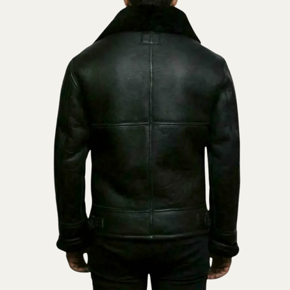 Men's Luxury Faux Leather Aviator Coat