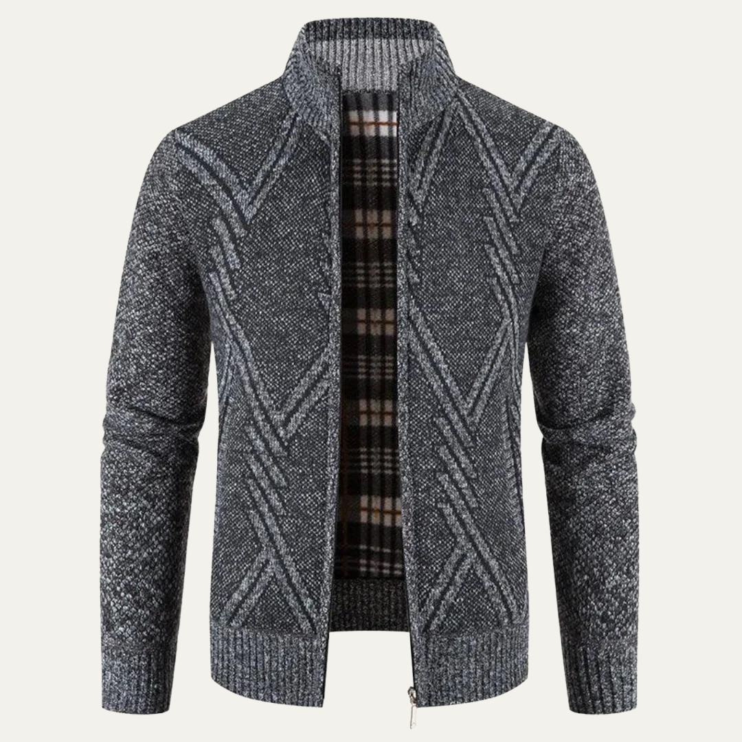 Men's Crew Neck Zip Up Sweater Cardigan