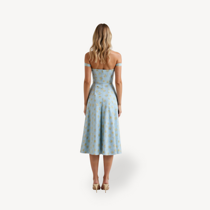 Ladies Pretty Flower Midi Cotton Dress