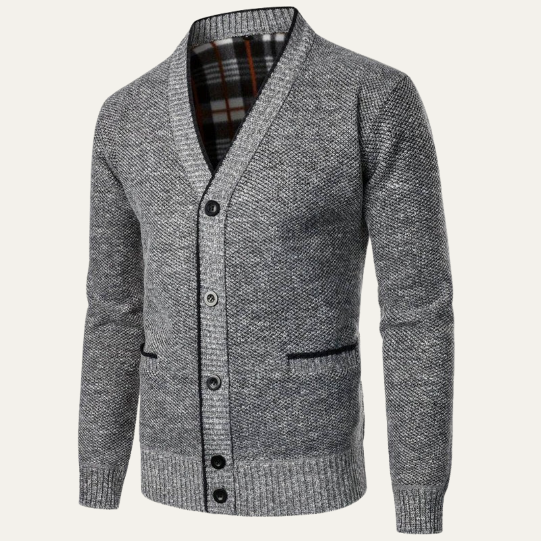 Men's Cable Knit Crew Neck Sweater Cardigan