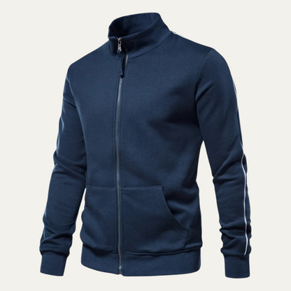 Relaxed Fit Men's Zipper Cotton Jacket with Pockets