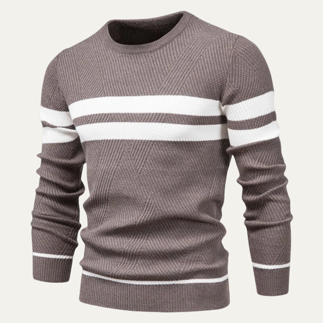 Classic Two Tone Crew Neck Knit Sweater