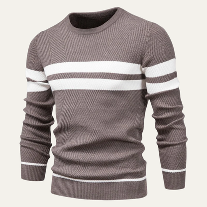 Classic Two Tone Crew Neck Knit Sweater