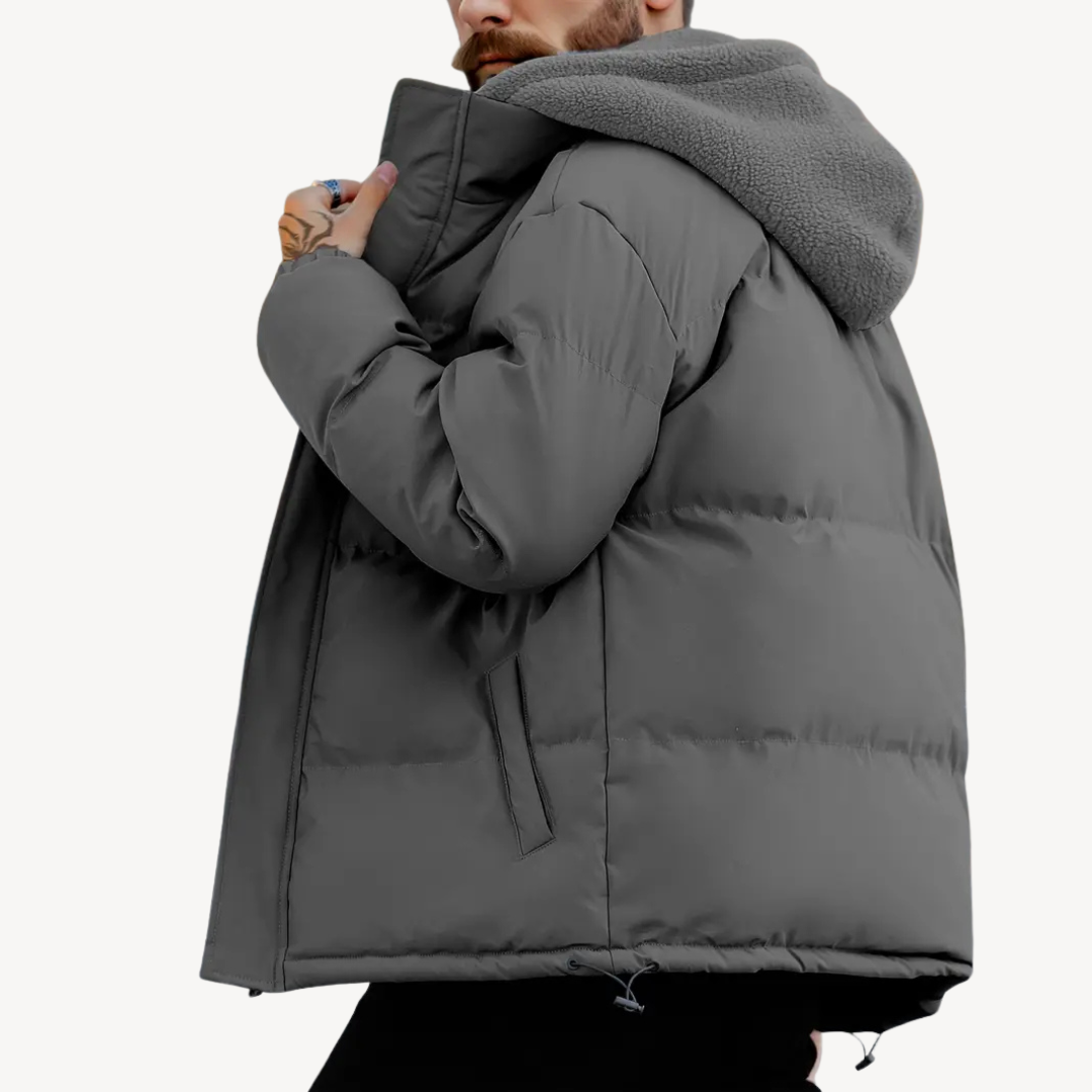 Warm Fleece Lined Puffer Coat for Men