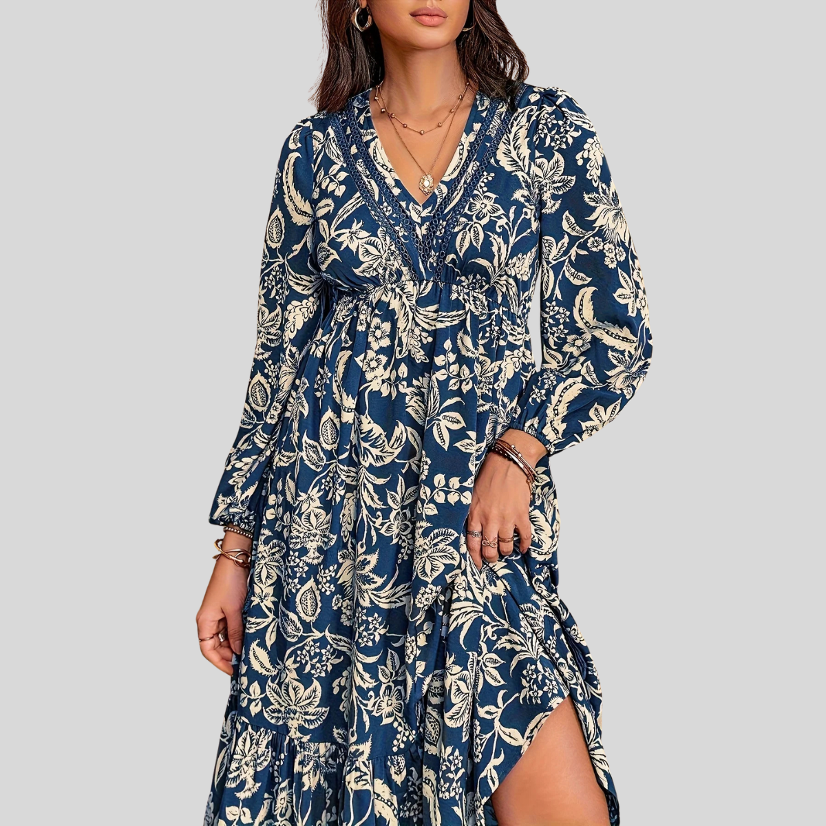 Elegant Floral Print Party Dress
