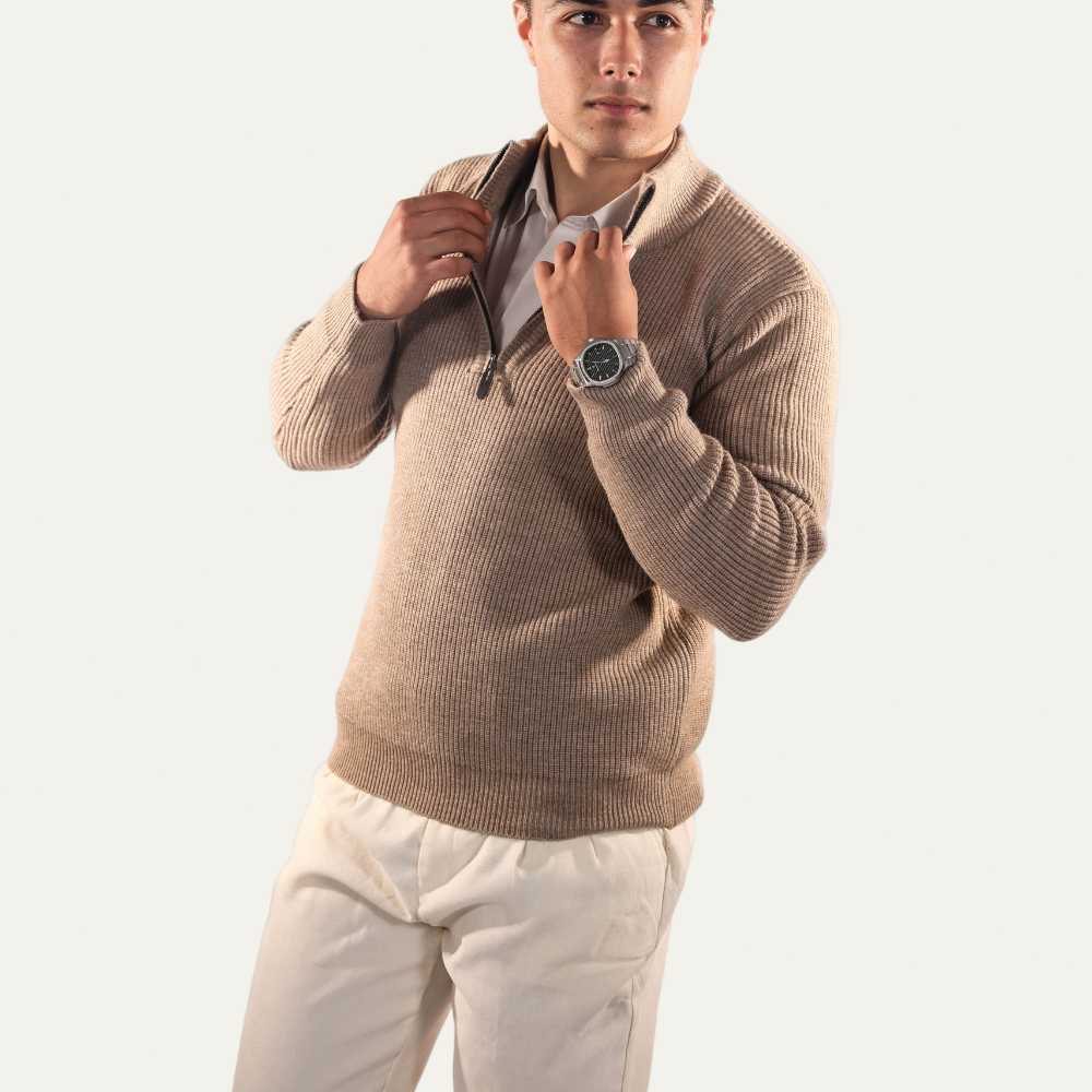 Men's Classic Crew Neck Cable Knit Sweater