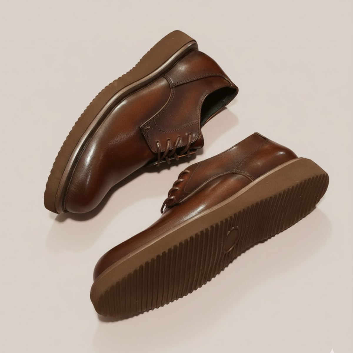 Men's Elegant Leather Oxfords - Smart Round Toe Shoes