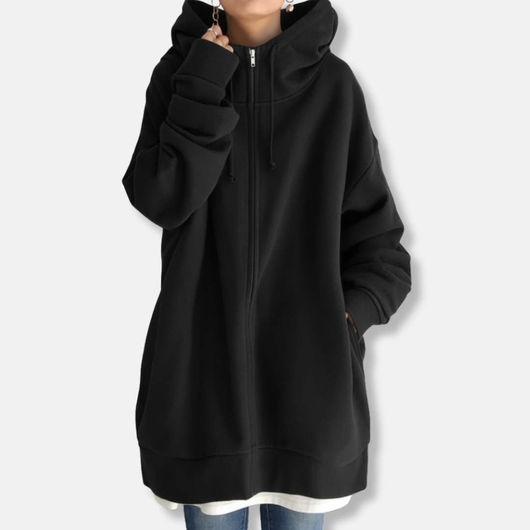 Relaxed Fit Women's Zip Up Hooded Sweatshirt
