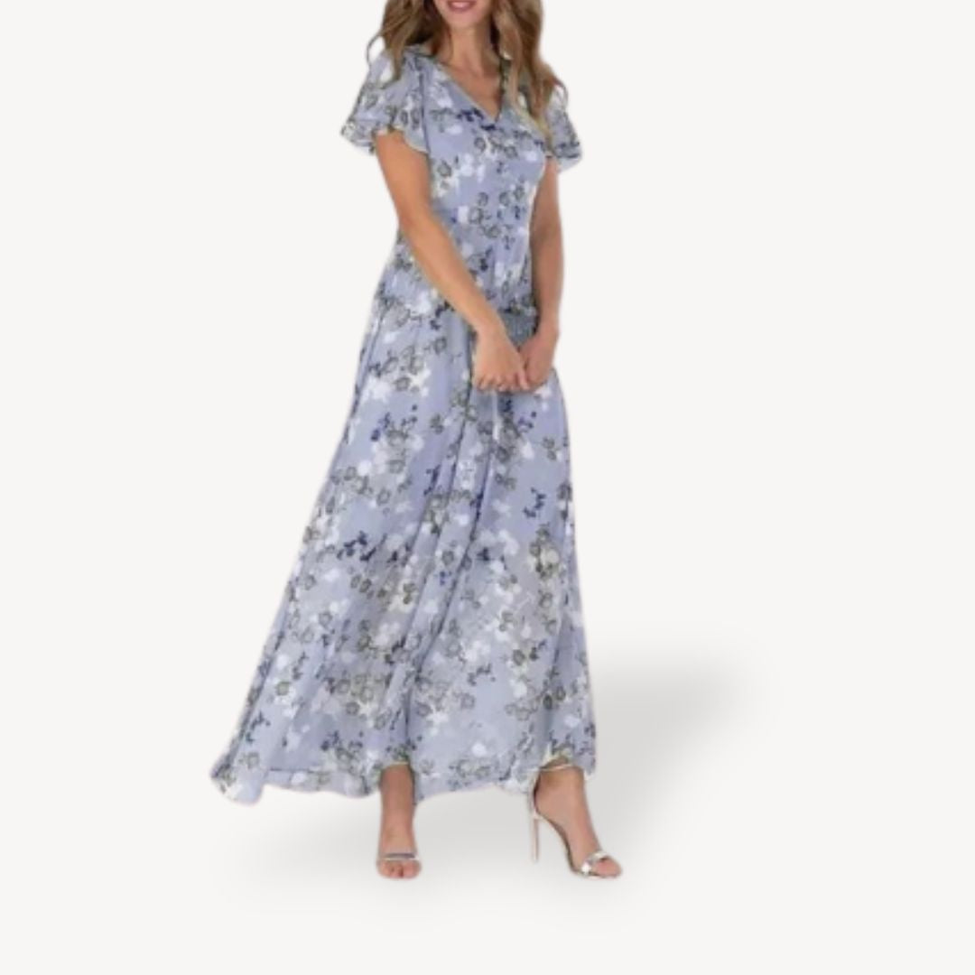 Casual Floral Long Sleeve Maxi Dress for Women