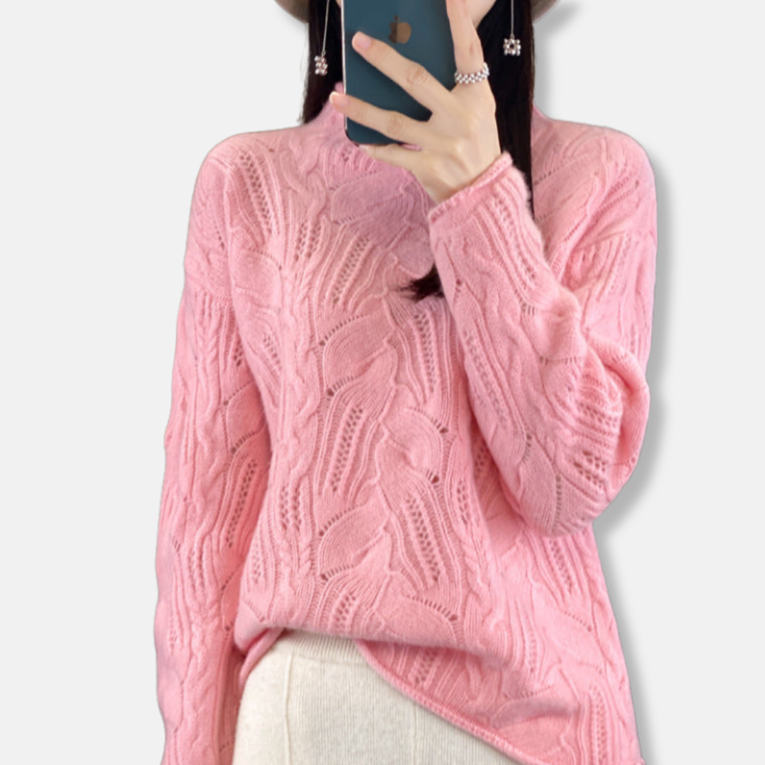 Cozy Women's Open Knit Long Sleeve Sweater - OutfitLondon