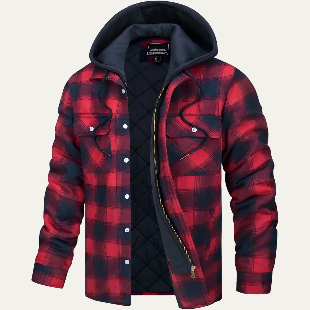 Warm Plaid Button Down Flannel Jacket for Men
