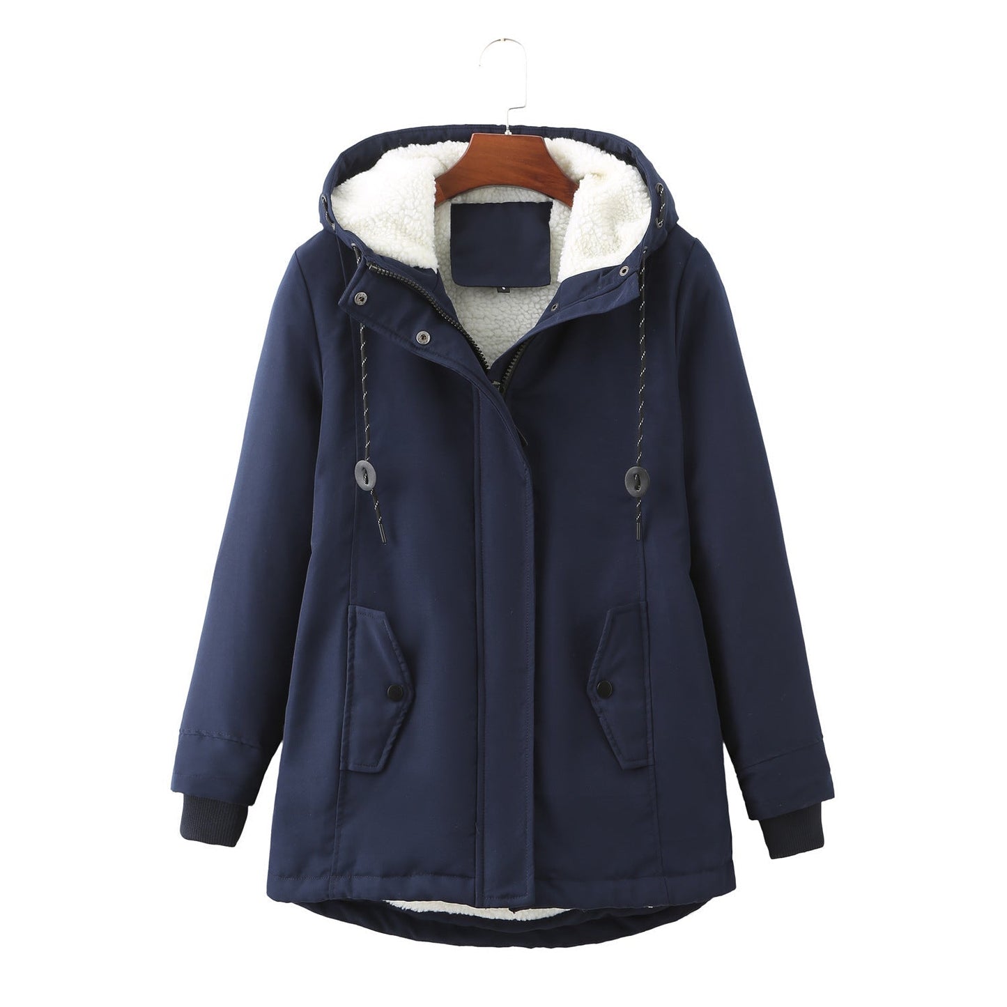 Cozy Ladies Waterproof Parka Coat with Fleece Hood