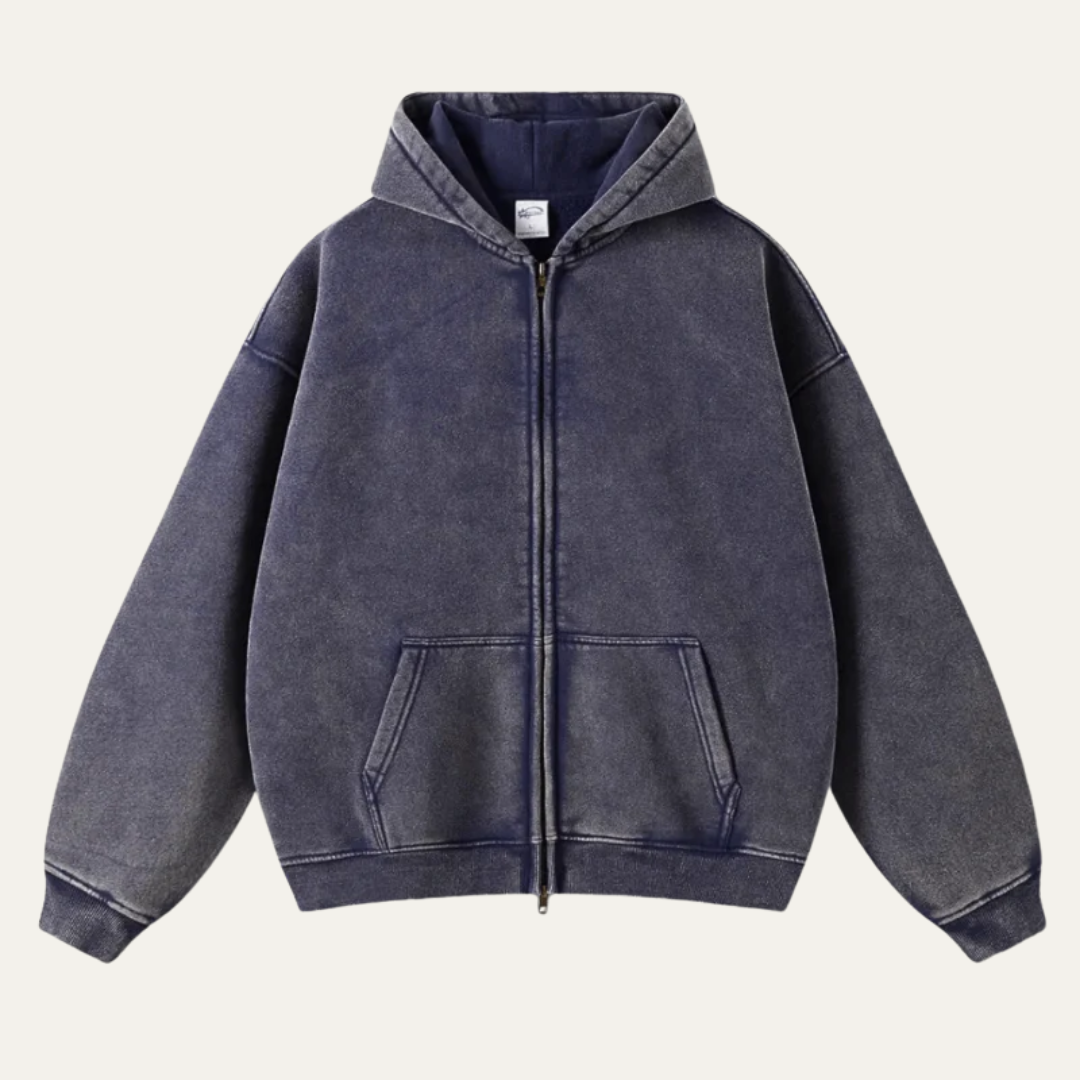 Casual Fit Full Zip Hooded Sweater