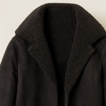 Men's Faux Suede Overcoat with Warm Shearling Inside