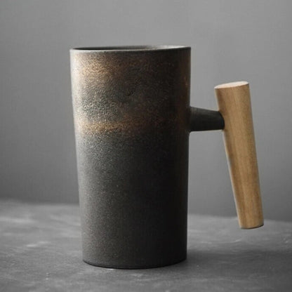 Rustic Clay Coffee Mugs Earthy Stone Design